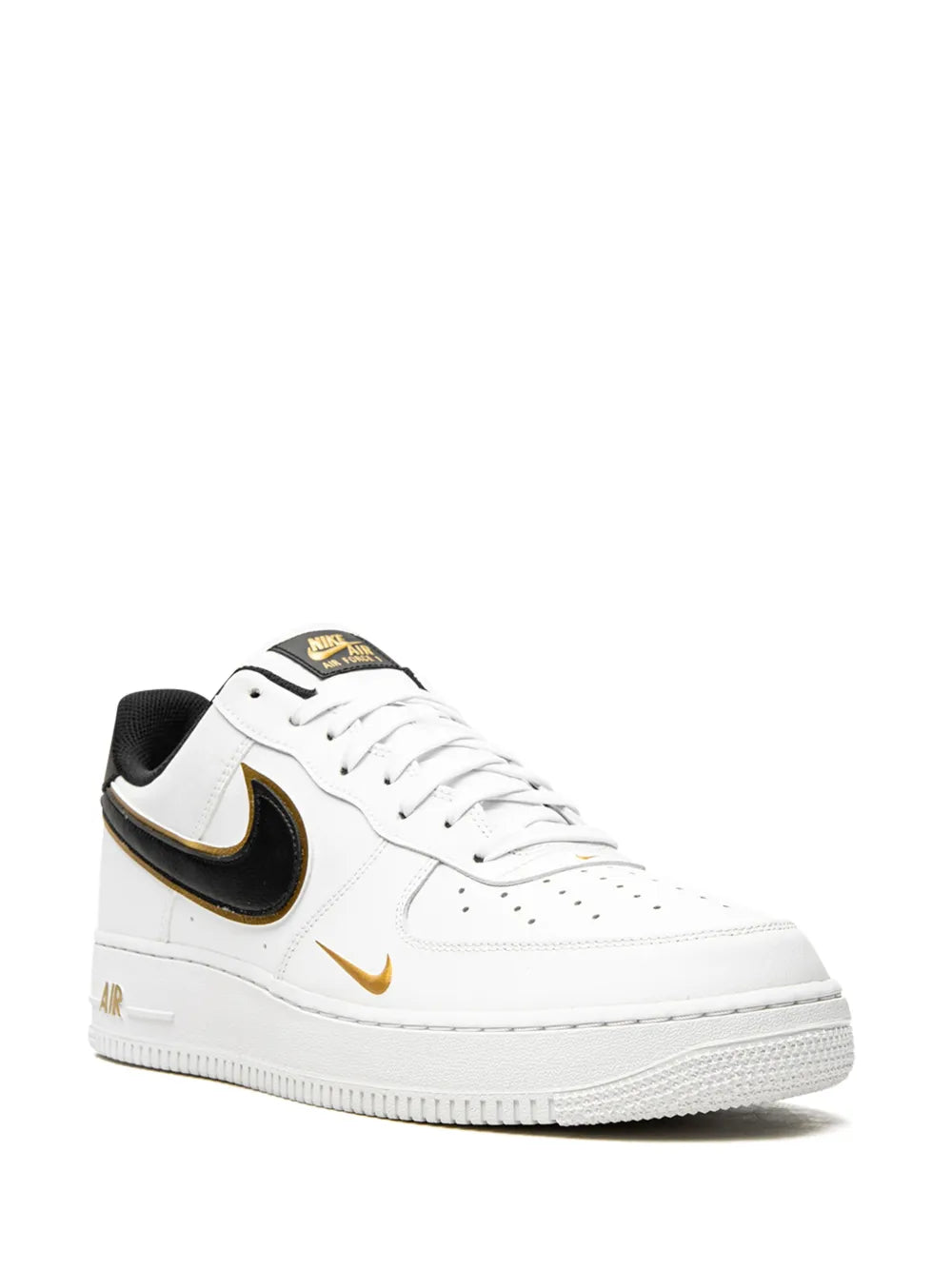 Nike Air Force 1 07 Lv8 Double Swoosh - White/Black/Gold Sneakers