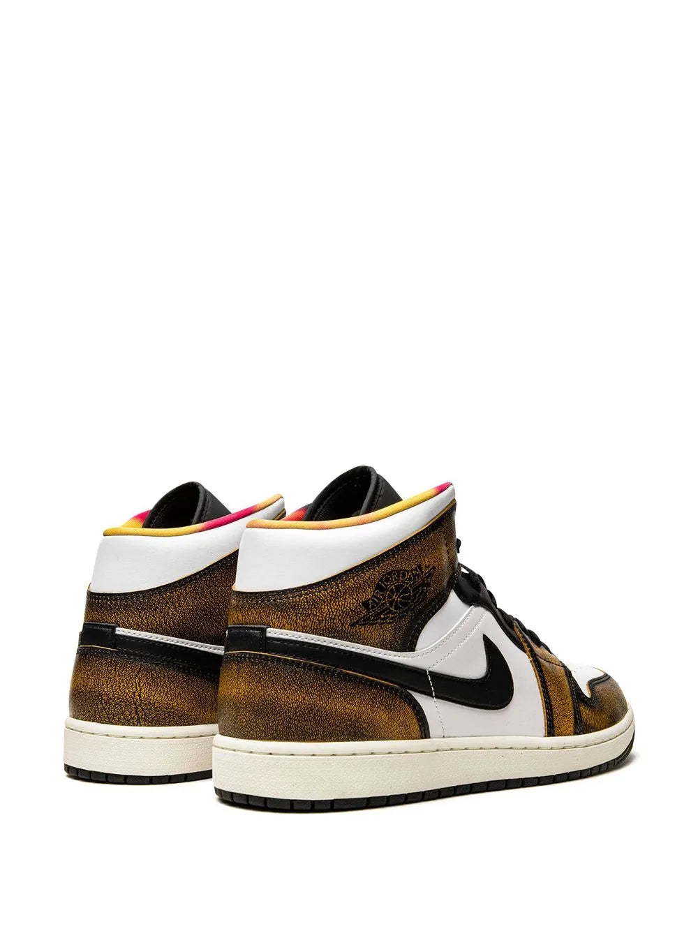 Air Jordan 1 Mid Se Orange Wear Away Sneakers