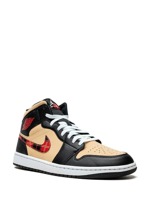 Air Jordan 1 Mid Se Tartan Swoosh Sneakers