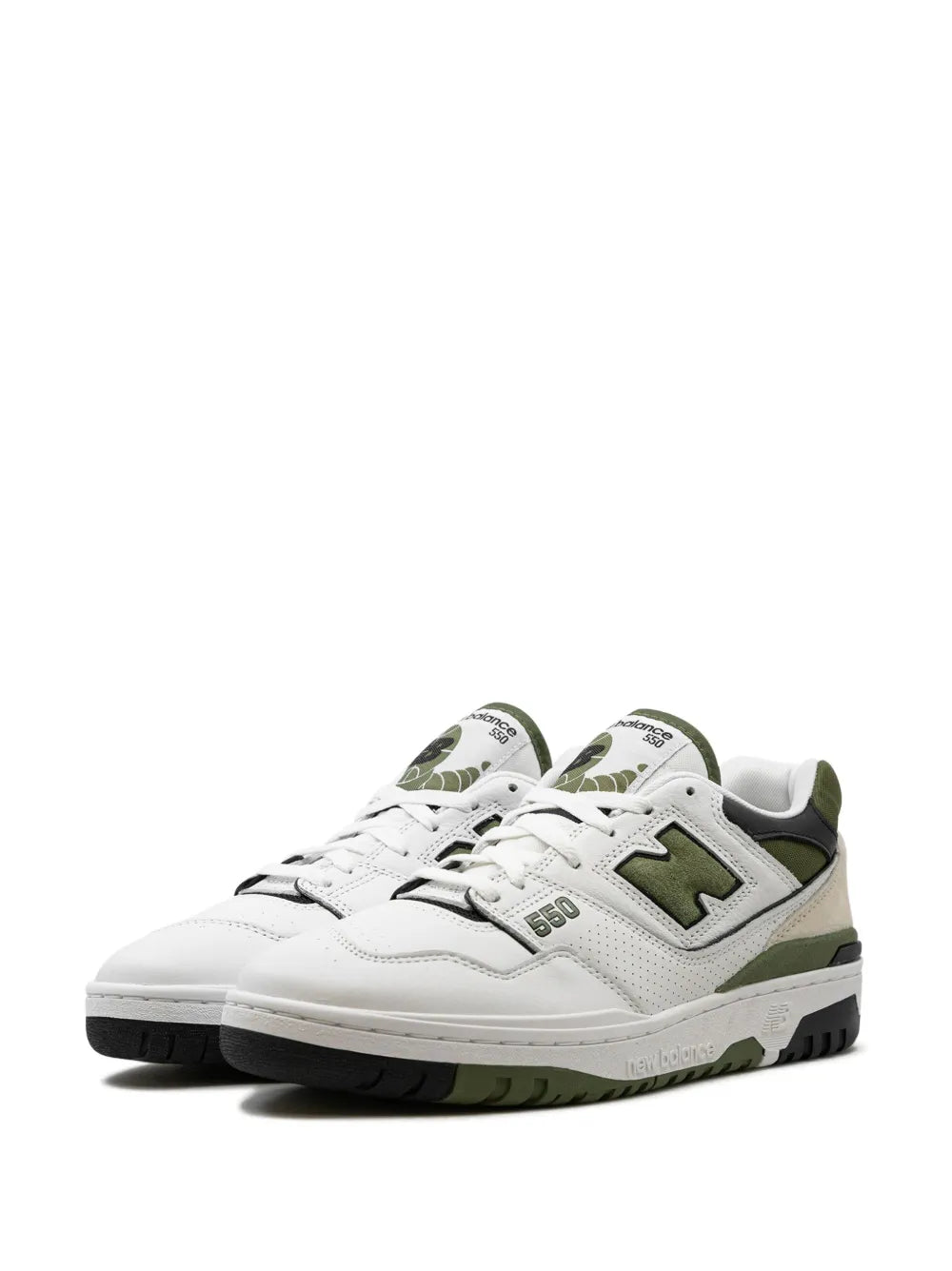 New Balance 550 White/Dark Olive Sneakers