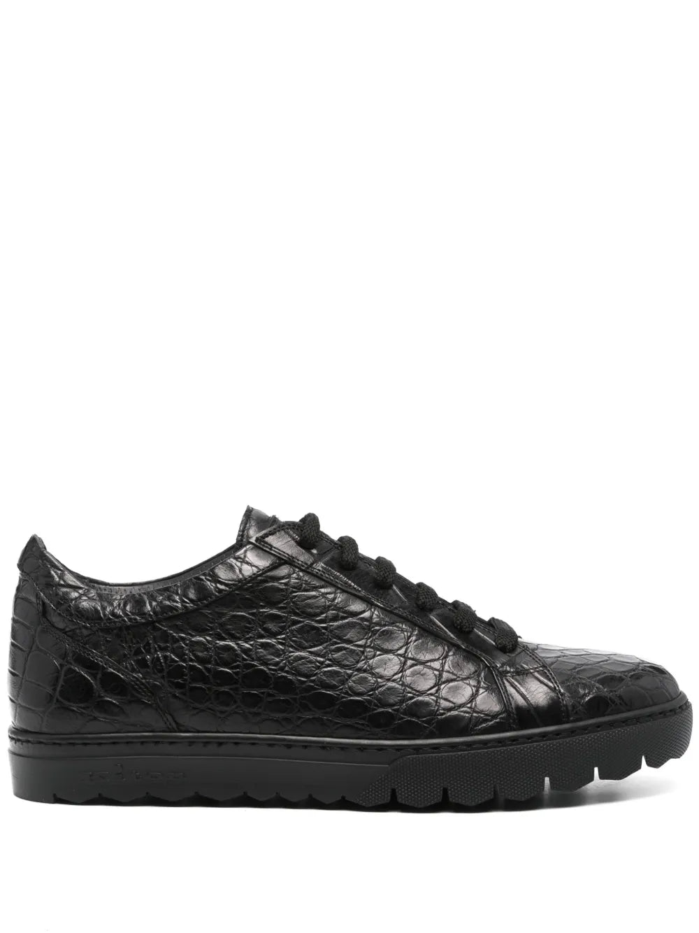 Kiton Crocodile-Embossed Leather Sneakers