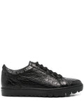 Kiton Crocodile-Embossed Leather Sneakers